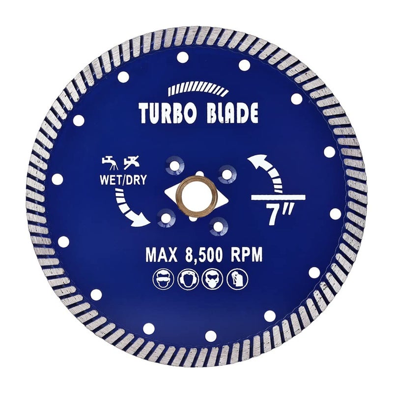 OSCEH 7" Diamond Turbo Blade Granite Diamond Blade for Granite Marble Porcelain Tile Wet/Dry Cutting - Image 1